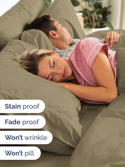 Extra Deep Cal King Sheet Set - 6 Piece Breathable & Cooling Sheets - Hotel Luxury Bed Sheets Set - Easy & Secure Fit - Soft, Wrinkle Free & Comfy Sheets Set - Khaki Sheet Set with Extra Deep Pockets