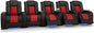 Seatcraft Diamante Zero-Gravity CoolZero Italian Leather Home Theater Seating, Power Headrest, Power Recline, Row of 5, Black/Red