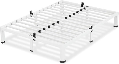 10 Inch White King Size Bed Frame, 3500Lbs Heavy Duty Metal Platform with Round Corner Legs Mattress Slide Stopper, Steel Slat Support No Box Spring Needed, Noise Free, Non-Slip, Easy Assembly
