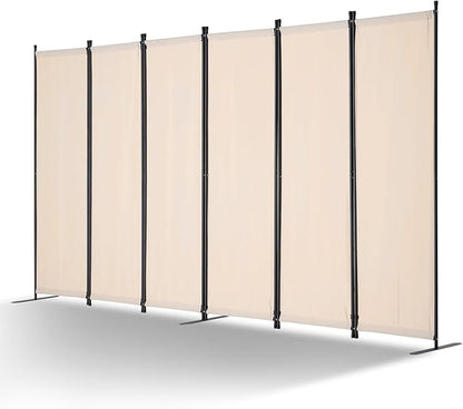 VEVOR Room Divider, 6 Panel Room Divider, Folding Privacy Screen and Portable Partition Divider for Room Separation, Freestanding Room Partitions for Office, Bedroom, Study, Beige