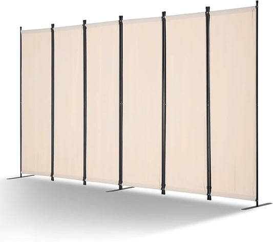 VEVOR Room Divider, 6 Panel Room Divider, Folding Privacy Screen and Portable Partition Divider for Room Separation, Freestanding Room Partitions for Office, Bedroom, Study, Beige