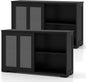 Costzon Sideboard Buffet Cabinet of 2, Wooden Kitchen Storage Cabinet with Adjustable Shelf, Sliding Glass Doors, Accent Coffee Bar Cabinet Console Table for Living Room, Dining Room, Hallway