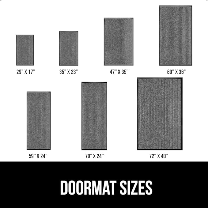 GORILLA GRIP Waterproof Traffic Guard Door Mat, 60x36, Heavy Duty Entryway Mats, Strong Rubber Back Commercial Utility Rugs for Office Hallway, Garage Floor and Home, Low Profile Carpet, Light Gray