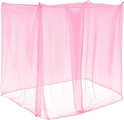 4 Corners Mosquito Net for Mosquiteros para Camas Bed Canopies Netting Bed Drapes Rectangular Mosquito Mesh for Camping Home Outdoor Travel(Pink,L75 X W59 X H67 Inch,1 Opening)