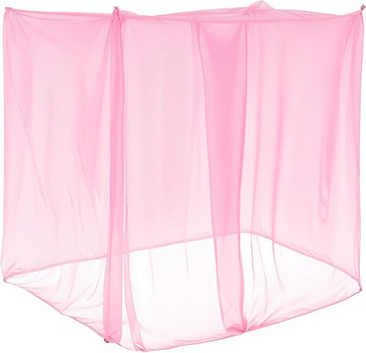 4 Corners Mosquito Net for Mosquiteros para Camas Bed Canopies Netting Bed Drapes Rectangular Mosquito Mesh for Camping Home Outdoor Travel(Pink,L75 X W59 X H67 Inch,1 Opening)
