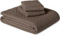 Amazon Basics Brushed Microfiber Quilt Set, Extra Soft with Natural Texture, 3-Piece,King, Brown