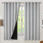 BGment Thermal Insulated 100% Blackout Curtains for Bedroom with Black Liner, Double Layer Full Room Darkening Noise Reducing Grommet Curtain (60 x 63 Inch, Light Grey, 2 Panels)