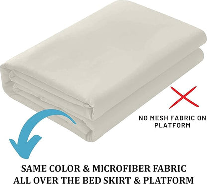 Ruffled Bed Skirt with Split Corners, Ivory, King 14 Inch Drop Bedskirt, Hotel Quality Brushed Microfiber Wrinkle Free Dust Ruffle Bed Skirt King Size