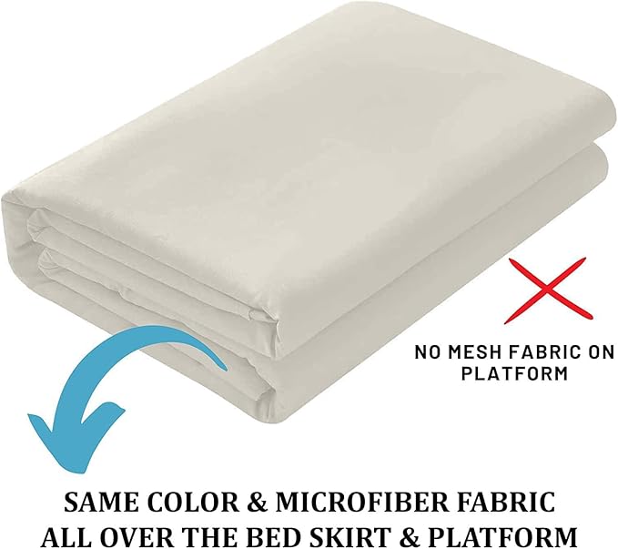 Ruffled Bed Skirt with Split Corners, Ivory, Full 18 Inch Drop Bedskirt, Hotel Quality Brushed Microfiber Wrinkle Free Dust Ruffle Bed Skirt Full Size