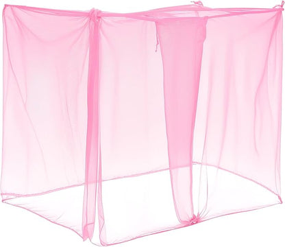 4 Corners Mosquito Net for Mosquiteros para Camas Bed Canopies Netting Bed Drapes Rectangular Mosquito Mesh for Camping Home Outdoor Travel(Pink,L75 X W47 X H59 Inch,1 Opening)