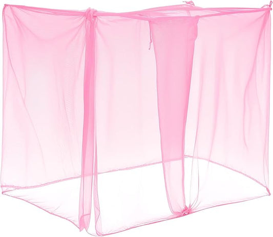 4 Corners Mosquito Net for Mosquiteros para Camas Bed Canopies Netting Bed Drapes Rectangular Mosquito Mesh for Camping Home Outdoor Travel(Pink,L75 X W47 X H59 Inch,1 Opening)