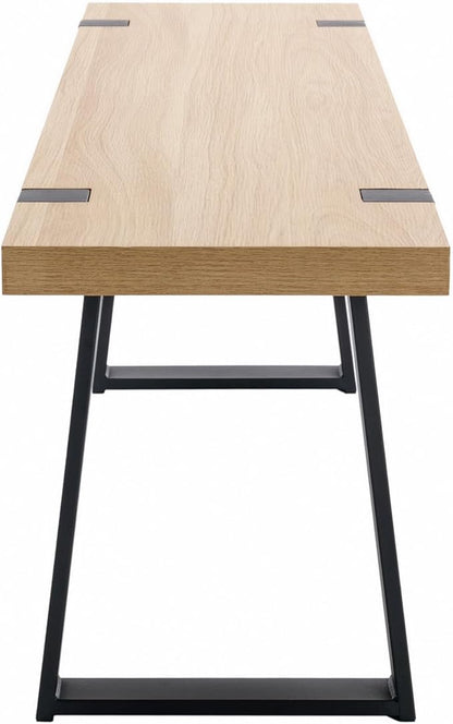 Wahson 60" Dining Bench, Natural Wooden Table Bench with Metal Legs, Modern Kitchen Bench for Enrtyway/Indoor/Dining Room