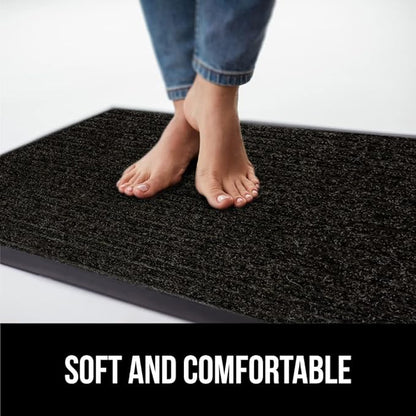 GORILLA GRIP Waterproof Traffic Guard Door Mat, 70x24, Heavy Duty Entryway Mats, Strong Rubber Back Commercial Utility Rugs for Office Hallway, Garage Floor and Home, Low Profile Carpet Runner, Black