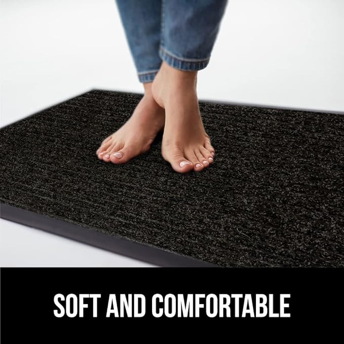 GORILLA GRIP Waterproof Traffic Guard Door Mat, 59x24, Heavy Duty Entryway Mats, Strong Rubber Back Commercial Utility Rugs for Office Hallway, Garage Floor and Home, Low Profile Carpet Runner, Black