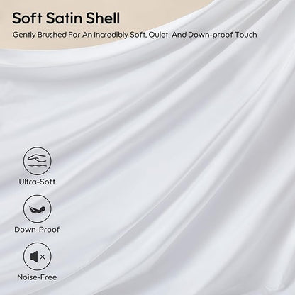 Goose Feather Down Fiber Standard Pillow Single Pack, Luxury 3-Chamber Pillows with Soft & Down-Proof Cover, Fluffy Plush Hotel Bed Pillows for Side, Back & Stomach Sleepers, 20"x26"