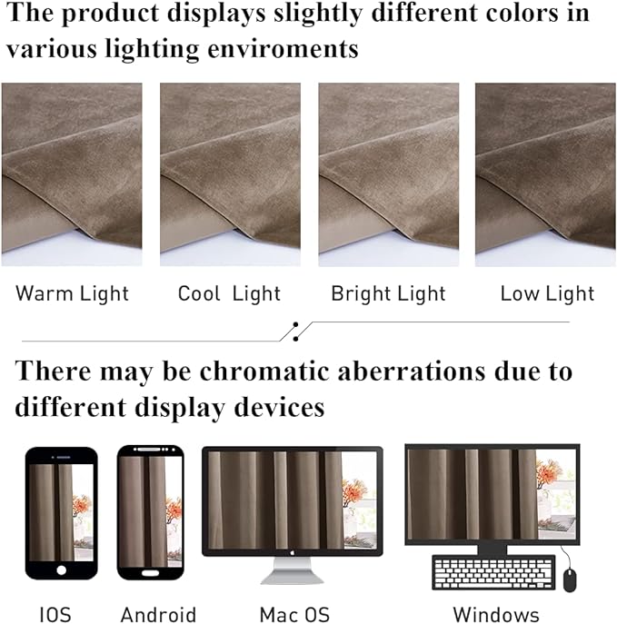 StangH Velvet Curtains 96 inches for Living Room, Taupe Light Blocking Thermal Insulated Sliding Door Curtains Elegant Home Decoration, W52 x L96, 2 Panels