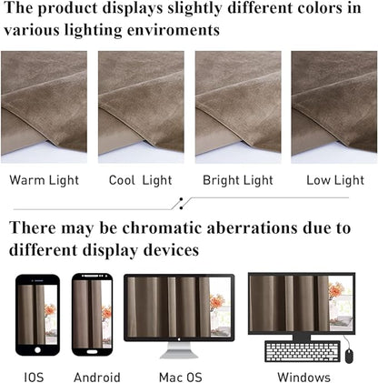 StangH Velvet Curtains 96 inches for Living Room, Taupe Light Blocking Thermal Insulated Sliding Door Curtains Elegant Home Decoration, W52 x L96, 2 Panels