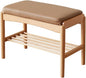 Solid Wood Shoe Bench, Shoe Rack Bench Assembled with Silicone Leather Cushion for Entryway, Hallway, Bedroom, Living Room, 11.8" x 23.6" x 16.5", Beech Wood, Natural