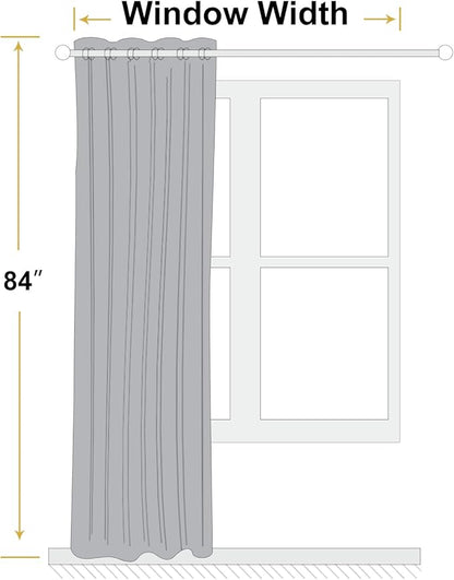 ChrisDowa 100% Blackout Birch Solid Curtains 84 Inches Long 2 Panels for Bedroom Living Room,Farmhouse Room Darkening Thermal Insulated Soundproof Grommet Top Window Treatment Drapes,52x84