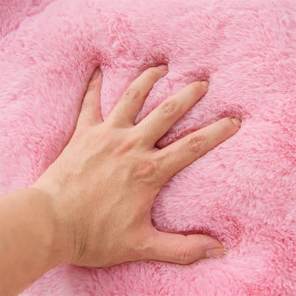 Holawakaka Large Faux Fur Bed Rest Pillow with Arms,Rabbit Fur Reading Pillows Perfect for Adults Men Women, Arm, Back, Pregnancy Lumbar & Head Neck Coccyx Lower Back Support Cushion (Pink)