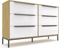 tinge Lira Premium Fabric Dresser - Solid Wooden Frame, 6 Spacious Sag-Proof Drawers with Sleek Metal Handles - Premium & Durable Storage Solution for Your Home (Light Brown)