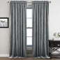 StangH Grey Velvet Curtains 96 inches Long Room Darkening Window Drapes for Living/Dining Room, Solid Rod Pocket Panels for French Door/Cottage, W52 x L96, 2 Panels
