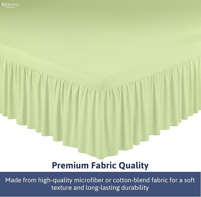 KP Linen Ruffled Bed Skirt with Split Corners King Size (12 Inch Drop) Platform Dust Ruffle Gathered Bedskirt with 400 Thread Count Microfiber Wrinkle Free Ruffled Gatherd Bed Skirt(Sage Solid)