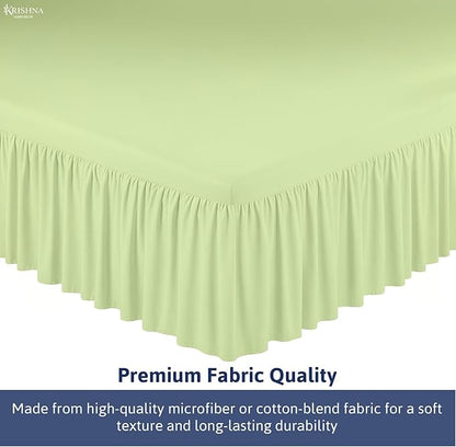 KRISHNA Ruffled Bed Skirt with Split Corners Full, 100% Microfiber Hotel Quality, 14 Inch Drop Dust Ruffle Gathered Bedskirt with Platform, 54" x 75", Sage