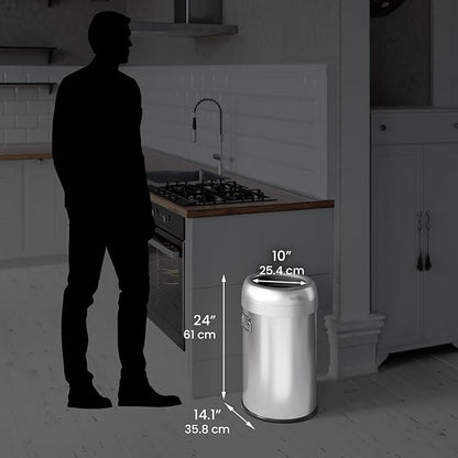 iTouchless 13 Gallon Dual-Deodorizer Trash Can and Recycle Bin Stainless Steel Commercial Grade, Large 10 Inch, Home, Restaurant, Restroom, Office, Open Top, Round