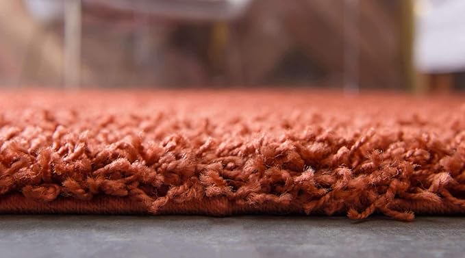 Unique Loom Solid Shag Collection Area Rug (7' 1" x 10' Rectangle, Terracotta)