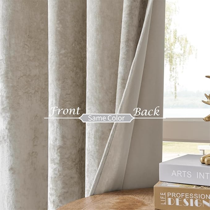 SMILETIME Ivory White Crushed Velvet Curtains 52x84in Luxurious Insulated Velvet Drapes for Bedroom Thicker Velvet Pinch Pleat Curtains Light-Filtering Velvet Window Curtains, 2 Panels