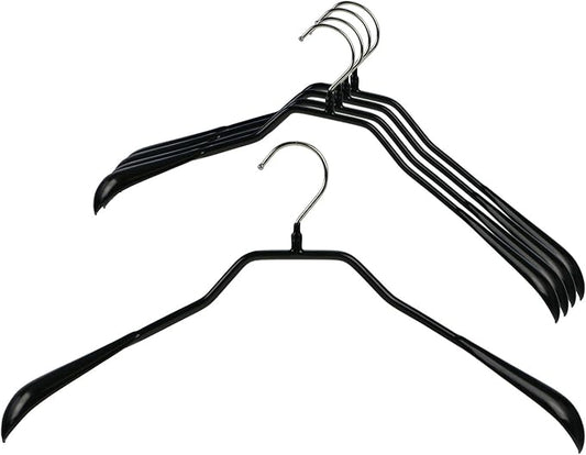 Mawa by Reston Lloyd BodyForm Series Non-Slip Space-Saving Clothes Hanger For Jackets, Suits & Coats, 16-1/2", Style 42/L, Set of 5, Black