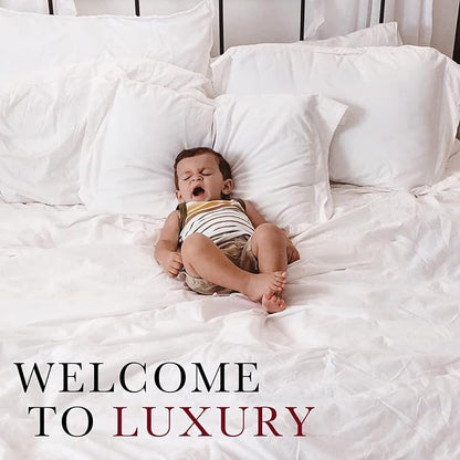Red Land Cotton Luxury Sheet Set | 100% American Grown Cotton Basics | Premium Hotel Ultra-Soft Lightweight 4 Piece USA Made Deep Pocket Fitted, Flat Sheet, & Pillowcases Percale Weave (Queen/White)