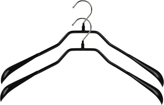 Mawa by Reston Lloyd BodyForm Series Non-Slip Space-Saving Clothes Hanger for Jackets, Suits and Coats, 16-1/2", Style 42/L, Black, Set of 2