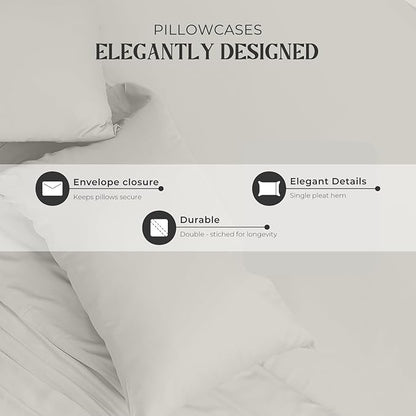 Mayfair Linen 100% Egyptian Cotton King Pillow Cases Set of 2 - Luxury 2000 Series King Size Pillowcases, Soft Cooling Breathable, Envelope Closure Hotel Quality Pillowcase (21 x 41, Light Grey)