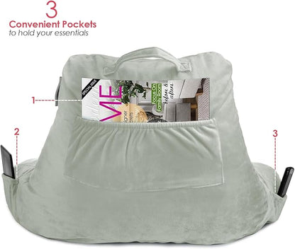 Nestl Reading Pillow for Kids & Teens with Shredded Memory Foam, Backrest Pillows for Reading, Watching, and Gaming, Use on The Couch, Bed, or Floor, Adjustable Support with Washable Cover Sage Green