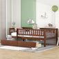 Bellemave Twin Bed Frames with Rails for Kids, Twin daybed Frame with Drawers for Boys/Girls/Adults， Walnut