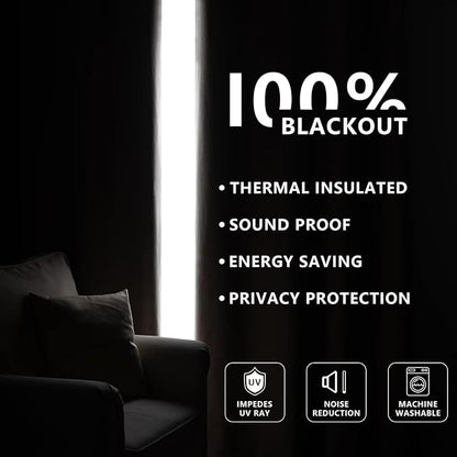 100% Blackout Curtains 96 Inches Long 2 Panels Set, Black Out Curtains for Living Room, Greyish White Thermal Insulated Grommet Drapes Bedroom Luxury Decor(52W × 96L inch, Greyish White)