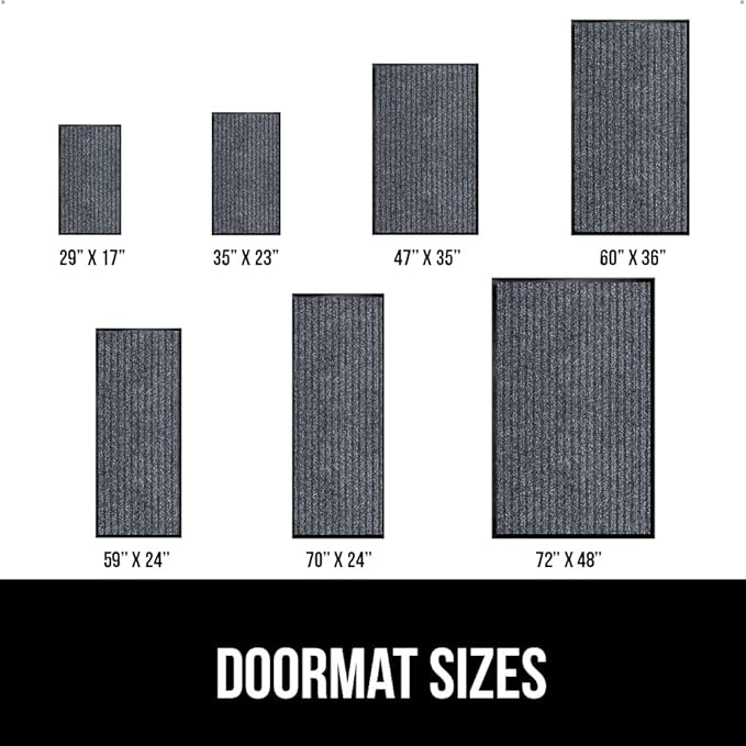 GORILLA GRIP Waterproof Traffic Guard Door Mat, 70x24, Heavy Duty Entryway Mats, Strong Rubber Back Commercial Rugs for Office Hallway, Garage Floor and Home, Low Profile Carpet Runner, Charcoal Gray