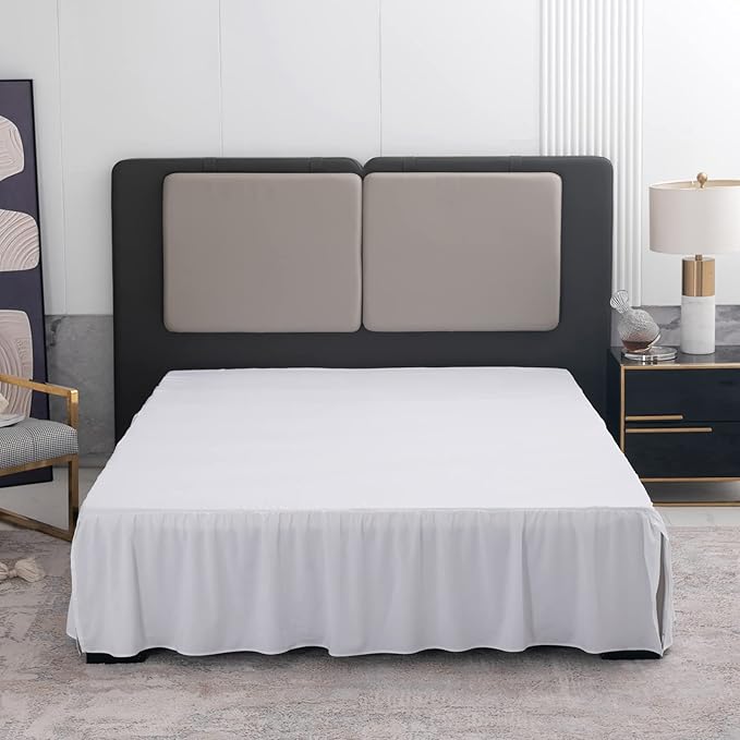 TSUTOMI Bed Skirt Full Size Ruffled Bed Skirt with Split Corners, 12 Inch Drop Dust Ruffle Bed Skirts with Platform, Gathered Style, 100% Microfiber,White