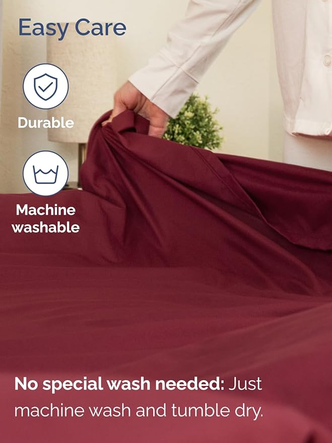 Extra Deep King Sheet Set - 6 Piece Breathable & Cooling Sheets - Hotel Luxury Bed Sheets Set - Easy & Secure Fit - Soft, Wrinkle Free & Comfy Sheets Set - Burgundy Sheet Set with Extra Deep Pockets