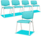 VINGLI Blue Waiting Room Chairs, 5-Pack PU Church Chairs Conference Stackable Office Guest & Reception Stacking for Meeting, Lobby, Simple&Space-Saving Pu-blue