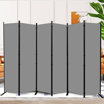 Room Divider and Folding Privacy Screens 6 Panel, 11 Ft Wide Room Partitions Dividers, Portable Room Divider Screen for Room Separtition, Folding Wall Dividers for Home, Office, Bedroom, Studio Grey