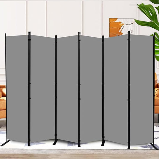 Room Divider and Folding Privacy Screens 6 Panel, 11 Ft Wide Room Partitions Dividers, Portable Room Divider Screen for Room Separtition, Folding Wall Dividers for Home, Office, Bedroom, Studio Grey