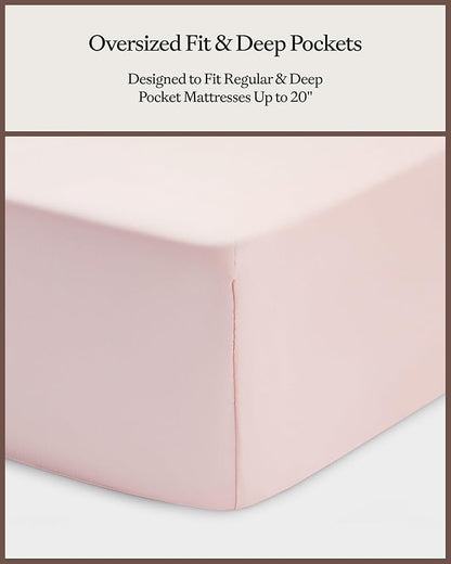 Cozy Earth Luxury Bed Sheet Set - 100% Viscose from Bamboo Fabric, Ultra-Soft & Breathable, Fits Regular & Deep Pocket Mattresses up to 20" - 4 Pieces Twin Sheet Set - Peony
