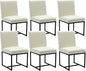 CIMOTA Modern Dining Chairs Set of 6, Leather Dining Room Chairs Upholstered Armless Guest Side Chair with Black Base for Dining Room/Kitchen, Cream 6PCS