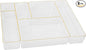 Martha Stewart Kerry Plastic Stackable Office Desk Drawer Organizers, Set of 6, with Gold Trim