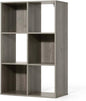 CAPHAUS Sturdy Room 11-Inch Cube Storage Organizer Shelf, with Thick Exterior Edge, Storage Shelf Divider w/Back, Bookcase, 6-Cube, Rustic Grey Oak