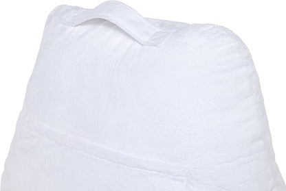 Husband Pillow White, Original Reading Pillow in Bed Rest Chair, Shredded Memory Foam Large Lounge Cushion Adult Backrest with Arms, Comfy Back Support for Sit Sitting Up, Washable/Removable Cover