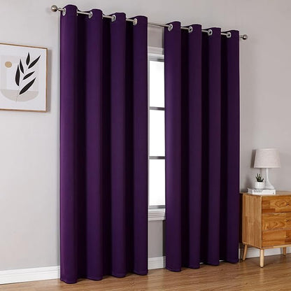 ChrisDowa Grommet Blackout Curtains for Bedroom and Living Room - 2 Panels Set Thermal Insulated Room Darkening Curtains (Royal Purple, 52W x 72L)